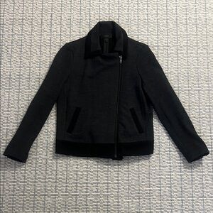 J. Crew Heather Grey Black Stretch Wool Motorcycle Jacket Coat Size 10